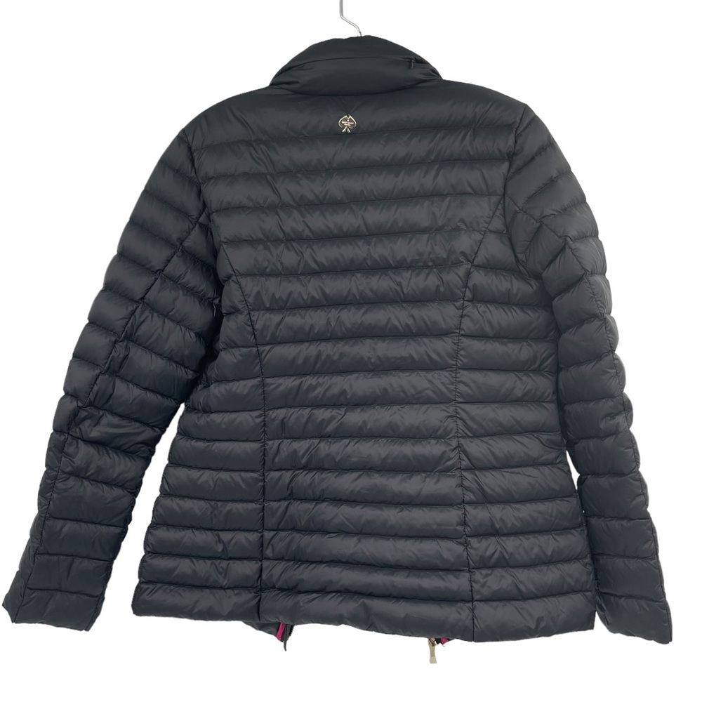 Kate Spade Quilted Down Puffer Full Zip Lightweight Hooded Jacket Black Small P - Picture 6 of 17